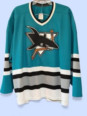 NHL Jersey San Jose Sharks CCM Maska Teal Black White Sz XXL Hockey Jersey VTG